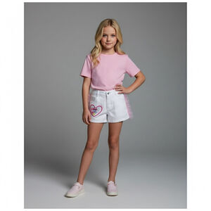 Barbie Mattel Girls White Pink Denim Shorts with Tulle and Patchwork Size 14